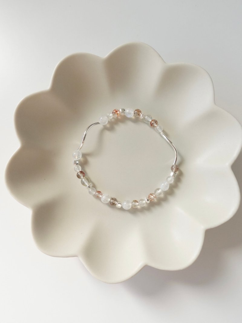 Eclipse/黑铜钛晶 月光石 托帕石 白水晶/水晶手链 定制化 - 手链/手环 - 水晶 咖啡色