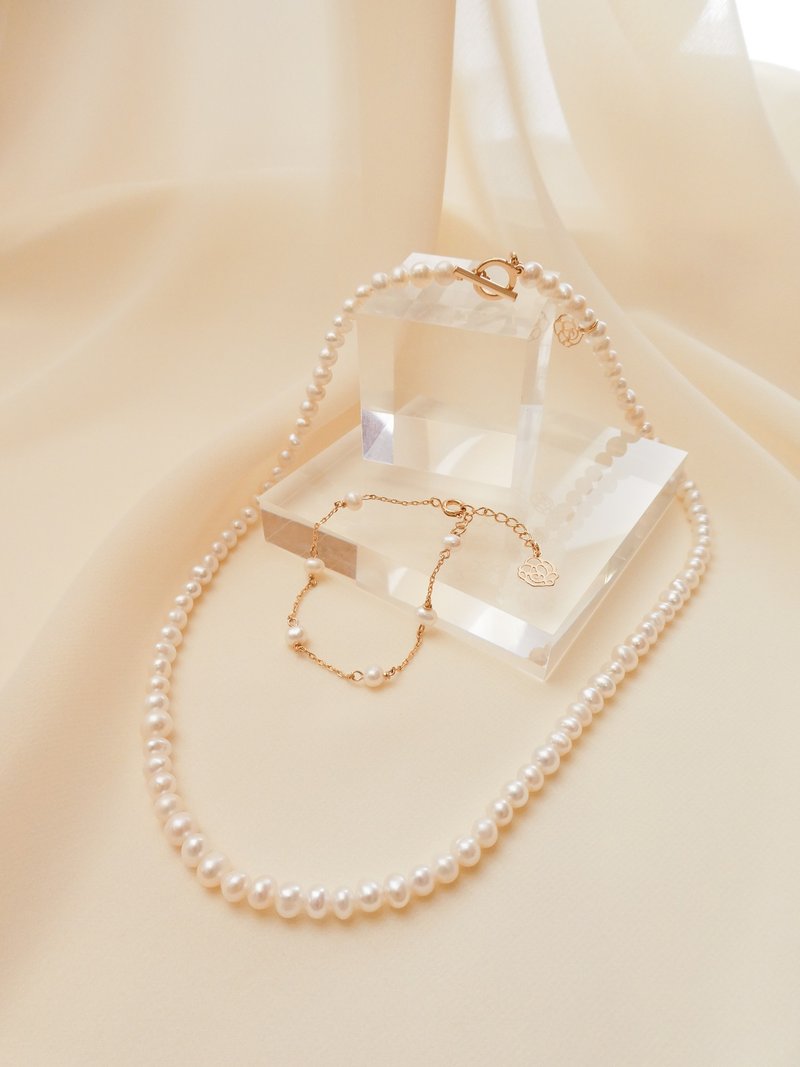 【快速出货】Pearls 天然巴洛克淡水珍珠项链手链 Essential系列 - 项链 - 珍珠 金色