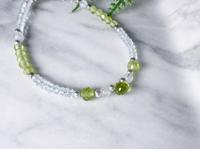 MH纯银天然石_疗愈力_橄榄石 - 手链/手环 - 半宝石 绿色