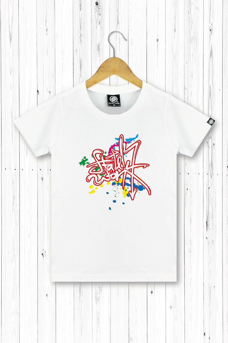 statelywork泼漆涂鸦T-女T恤 黑白二色 - 女装上衣 - 棉.麻 白色