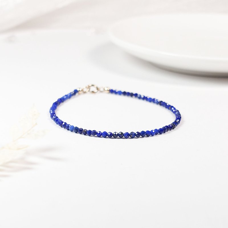 青金石 I 愿平安与好运同行  12月诞生石 I 美国14KGF极细手链 - 手链/手环 - 水晶 蓝色