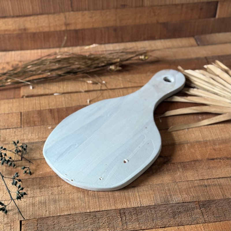 50057-迷人手工法式黄陶白色哑光釉陶板25x14cm - 盘子/餐盘/盘架 - 陶