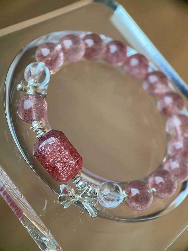 莓莓星糖 - 10mm 手串 S925银蝴蝶结 白水晶 招正缘 增人际 - 手链/手环 - 水晶