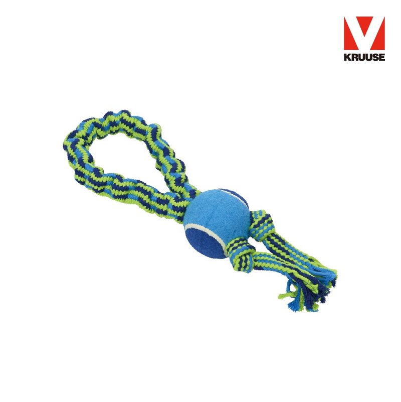 KRUUSE 蹦极彩色弹力咬绳玩具 - 双绳带球款 - 玩具 - 棉.麻 蓝色
