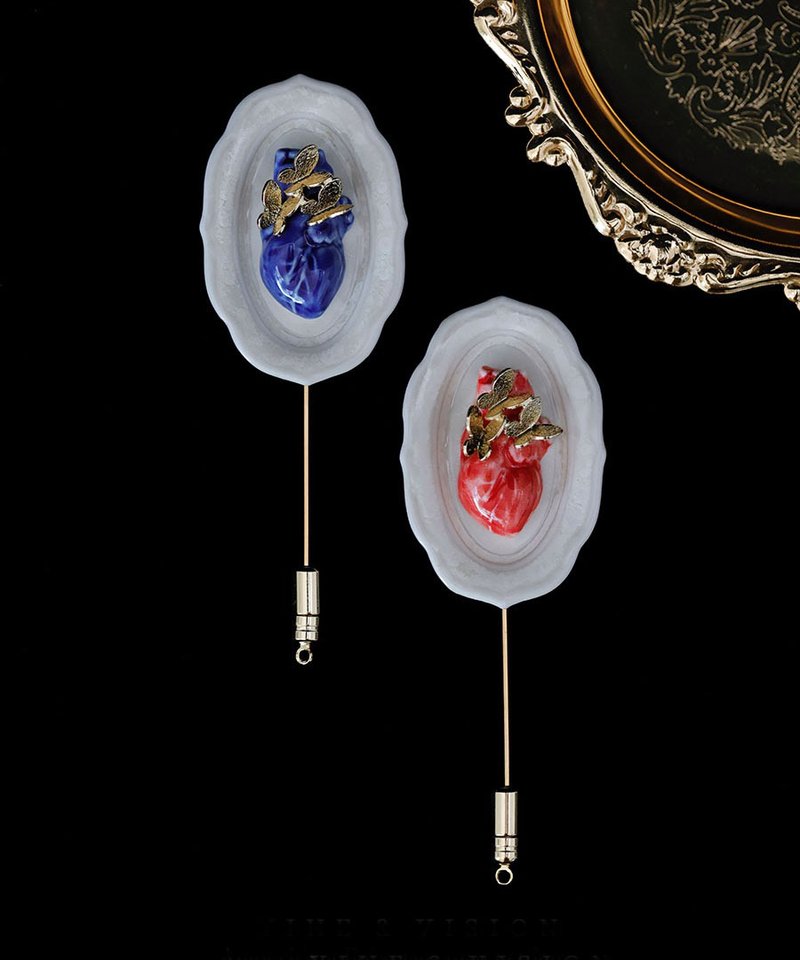 【恶魔的晚餐】新品小众个性心脏男女情侣陶瓷胸针 - 胸针 - 瓷 多色
