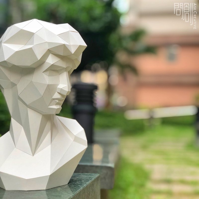 DIY手作3D纸模型 石膏像雕塑系列 - 大卫角面 (3色可选) - 摆饰 - 纸 白色