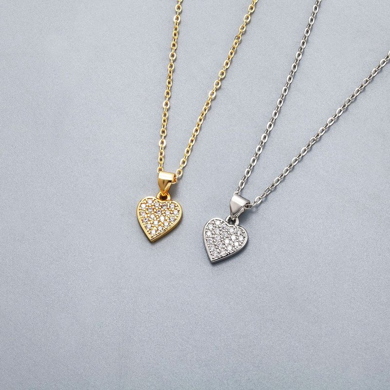 【SoLight盐青】SL287、SL288爱心满溢钻嵌精致项链 - 项链 - 铜/黄铜 金色