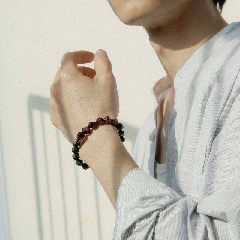 瑞典AWNL 手链 黑玛瑙 红虎眼 赤虎眼石 男生手链 情侣手链 - 手链/手环 - 水晶 多色