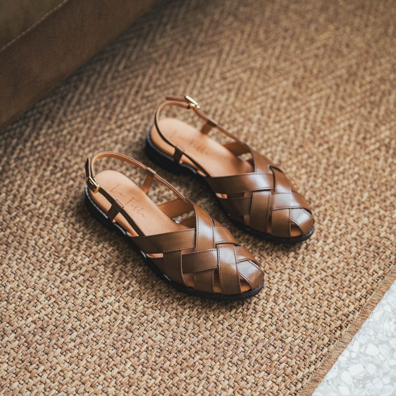 咖啡欧蕾编织凉鞋 _ 棕 - 男女凉鞋 - 真皮 咖啡色