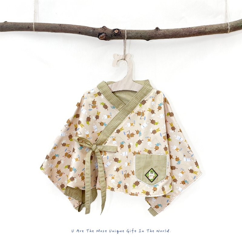 MiniUni双面和式披风 - 童装外套 - 棉.麻