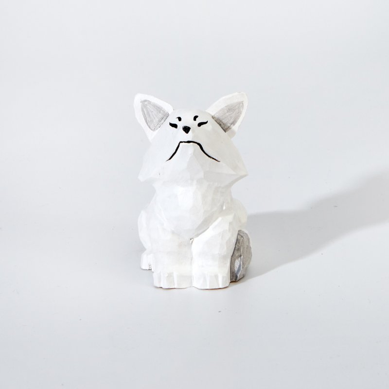 Fofulu 仰望天空的北极狐木雕 - 摆饰 - 木头 白色