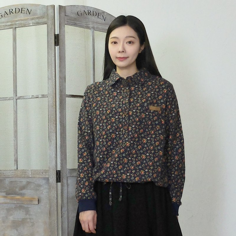 Hana Mokuba 皮标装饰绑带收口碎花衬衫 - 女装衬衫 - 棉.麻