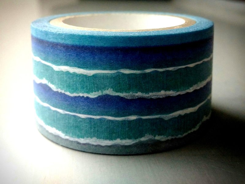 ✐ Liuyingchieh ✐ 海 · 洋 = 和纸胶带 Washi Masking Tape 25 mm x 10 m 原创山水风景纸胶带 ~ 海浪  七星潭 - 纸胶带 - 纸 蓝色