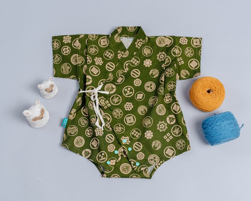 包屁甚平-和风12 婴幼儿 宝宝 包屁衣和服 浴衣 睡衣 礼盒新生儿 - 包屁衣/连体衣 - 棉.麻 绿色
