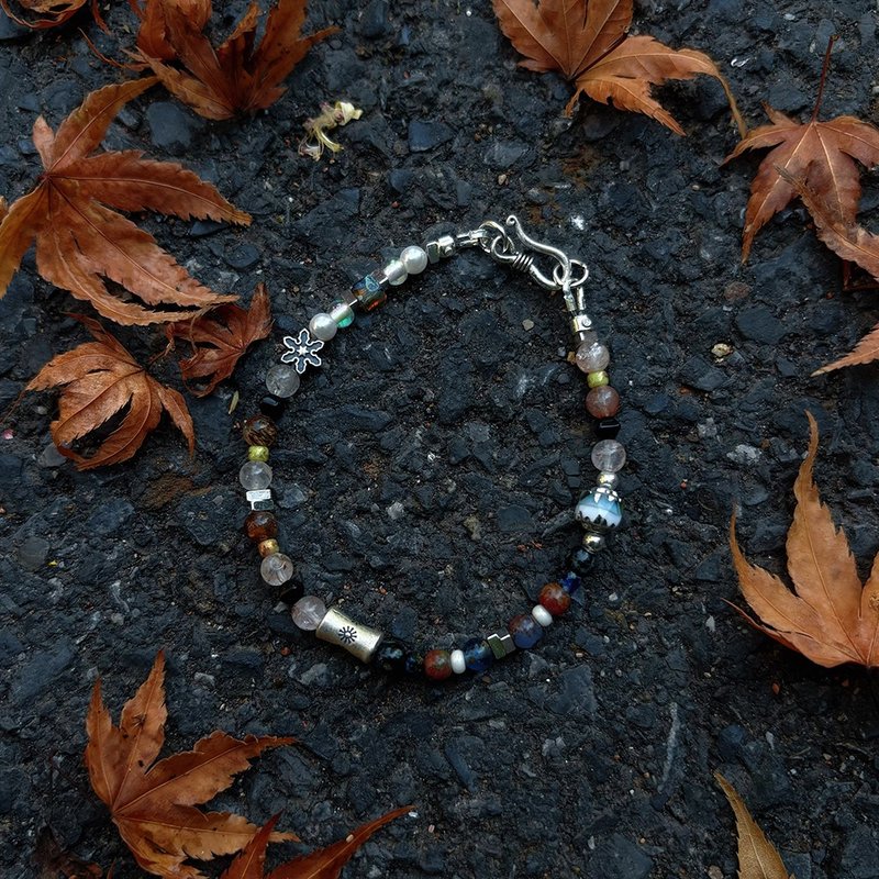 7AB 丹枫琥珀原创复古小众手串925银黑金超七水晶中性款手链 - 手链/手环 - 其他材质