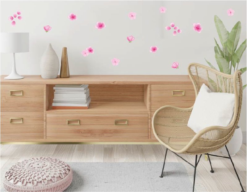 QuickFilm 季节限定 – 静电无痕散装樱花墙贴A - 墙贴/壁贴 - 塑料 粉红色