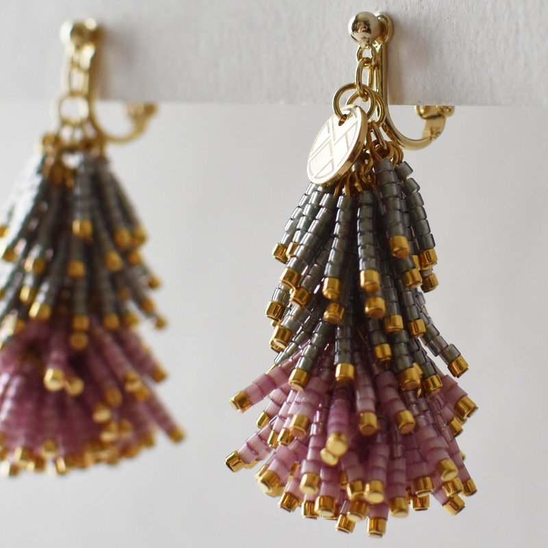 狐蓟/金 - 耳环/耳夹 - 玻璃