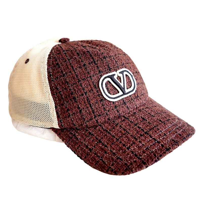 Casquette en Laine Brun avec Patch Logo V de Valentino Garav - 帽子 - 其他材质 咖啡色