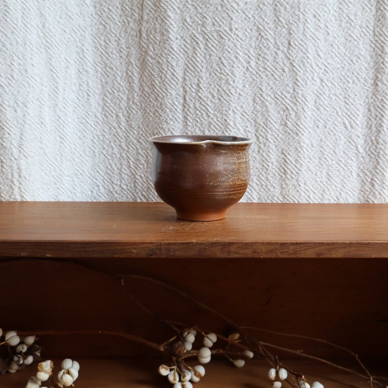 花苞杯 柴烧陶茶杯 - 茶具/茶杯 - 陶 咖啡色