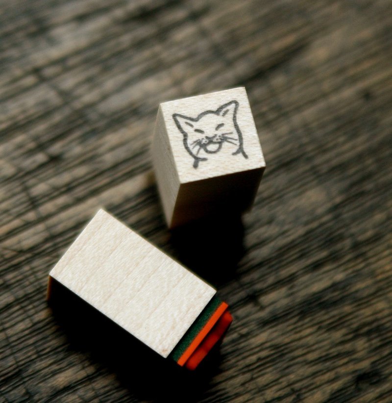 迷你印章微笑猫 - 印章/印台 - 木头 卡其色