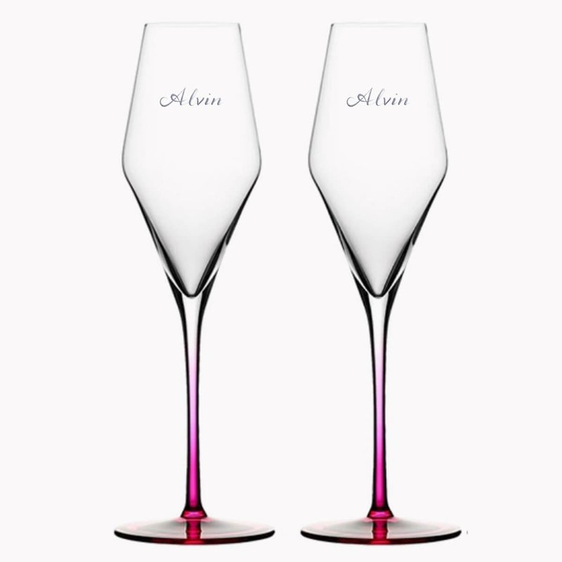 (一对价) 290cc Pink World 粉红水晶香槟对杯 情人专属 - 酒杯/酒器 - 玻璃 粉红色