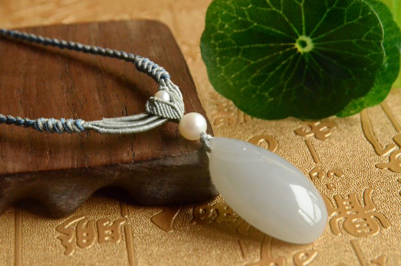 【凤尾】天然和田玉烟紫凤尾吊坠项链 - 项链 - 宝石