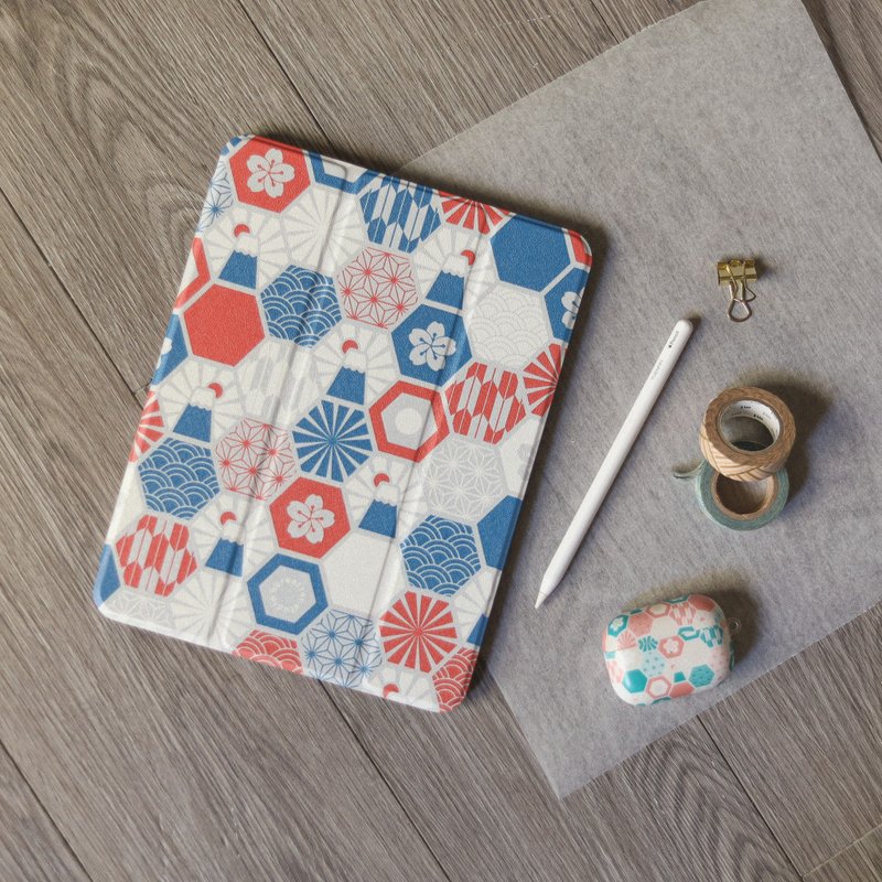 【 iPad Case 】富士山 / 六角磁砖系列 / 红 - 平板/电脑保护壳 - 硅胶 蓝色