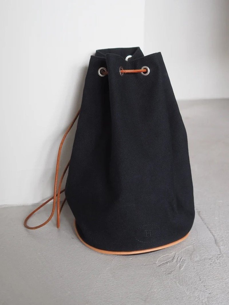 HERMÈS Polochon Mimile Backpack 爱马仕 波士顿米米尔 后背包 海军蓝 米白 古着 - 后背包/双肩包 - 棉.麻 蓝色