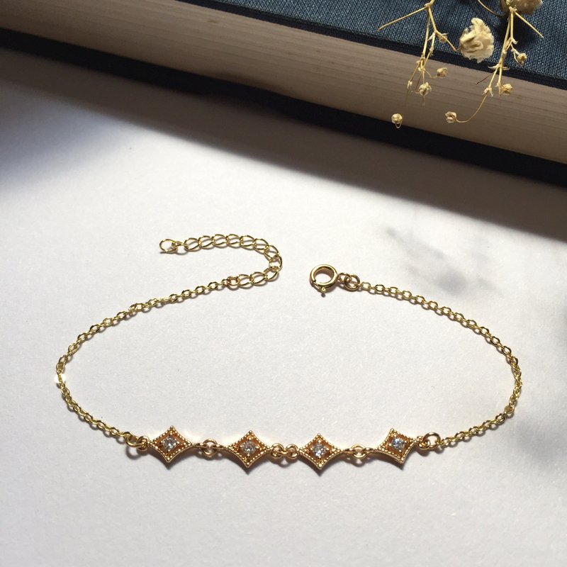 14K包金星芒锆石手链 手链 手环 锁骨链 项链 14KGF - 手链/手环 - 贵金属 金色