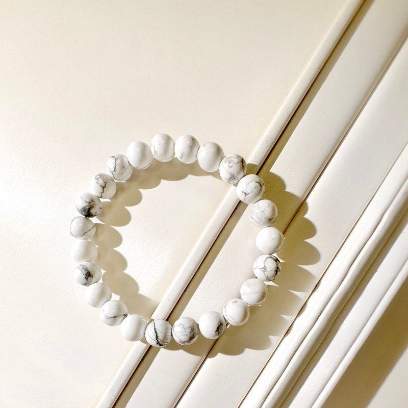 白纹石手链/宝石 水晶手链 手串 手环 冥想 舒缓焦躁 情侣手链 - 手链/手环 - 半宝石 白色