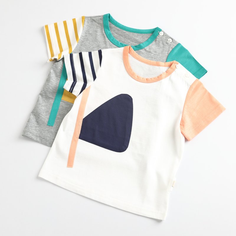 【出清优惠】拚色棉T  白/灰 - 童装上衣 - 棉.麻 多色