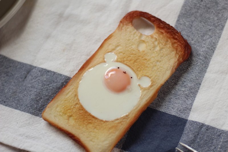定制【等待一个月】小熊吐司煎蛋手机壳。 - 手机壳/手机套 - 塑料 咖啡色