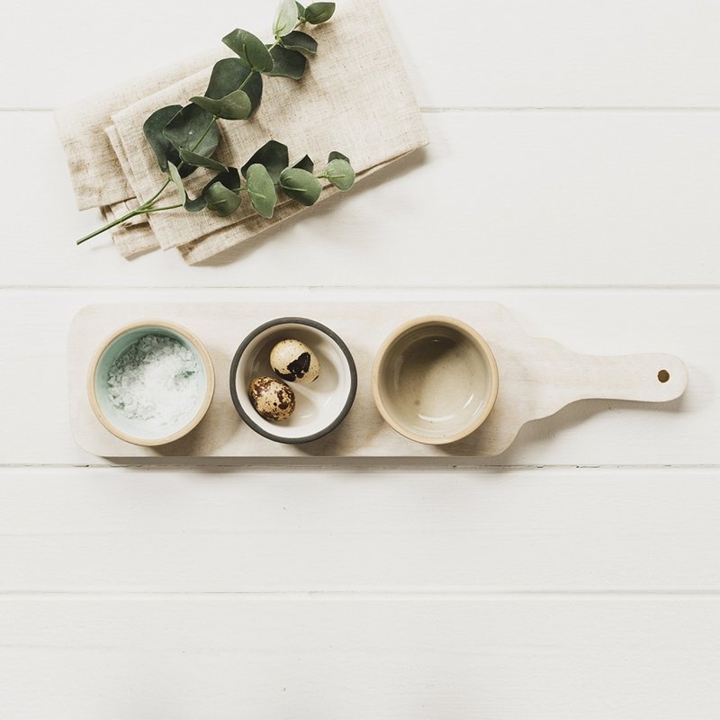 英国Selbrae House芒果木白色托盘搭配拓器陶杯碗组合 - 其他杯子 - 不锈钢 白色