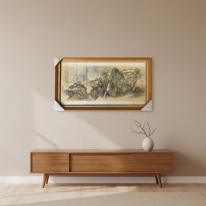 峰峰连连随日上 水墨原作 生宣纸 山川气象横幅 - 海报/装饰画/版画 - 纸