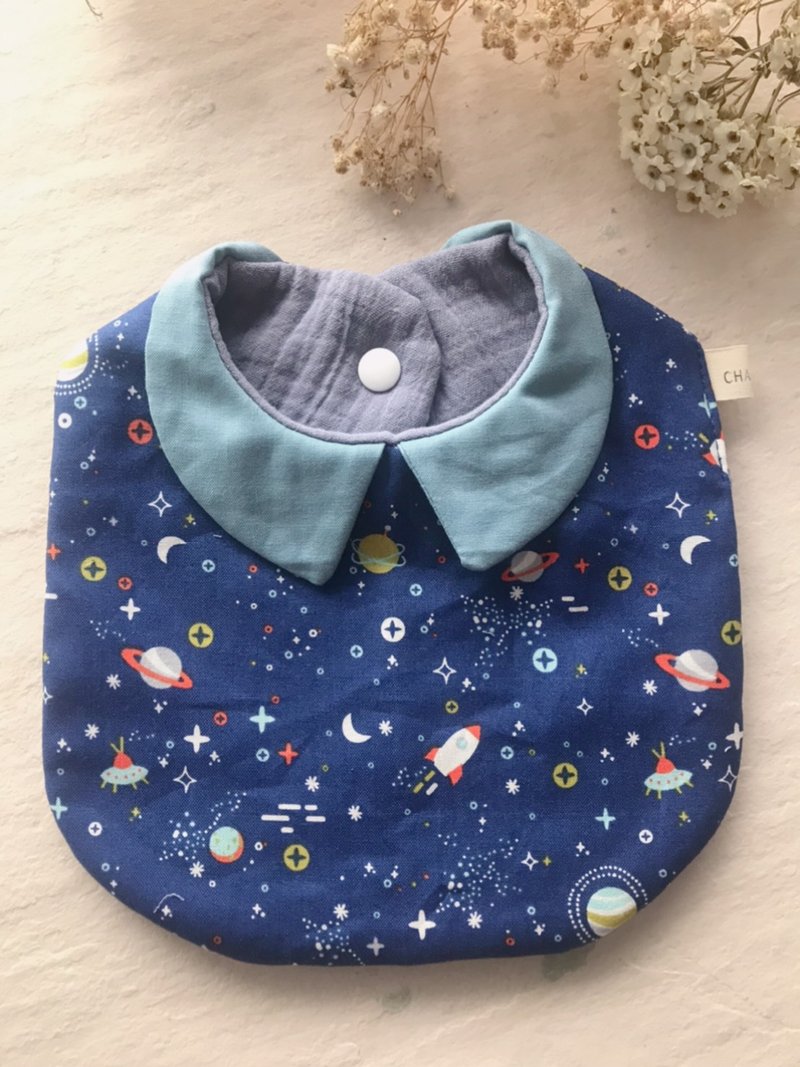小王子闯太空     手工纯棉六层纱小尖领围兜口水巾 - 围嘴/口水巾 - 棉.麻 蓝色