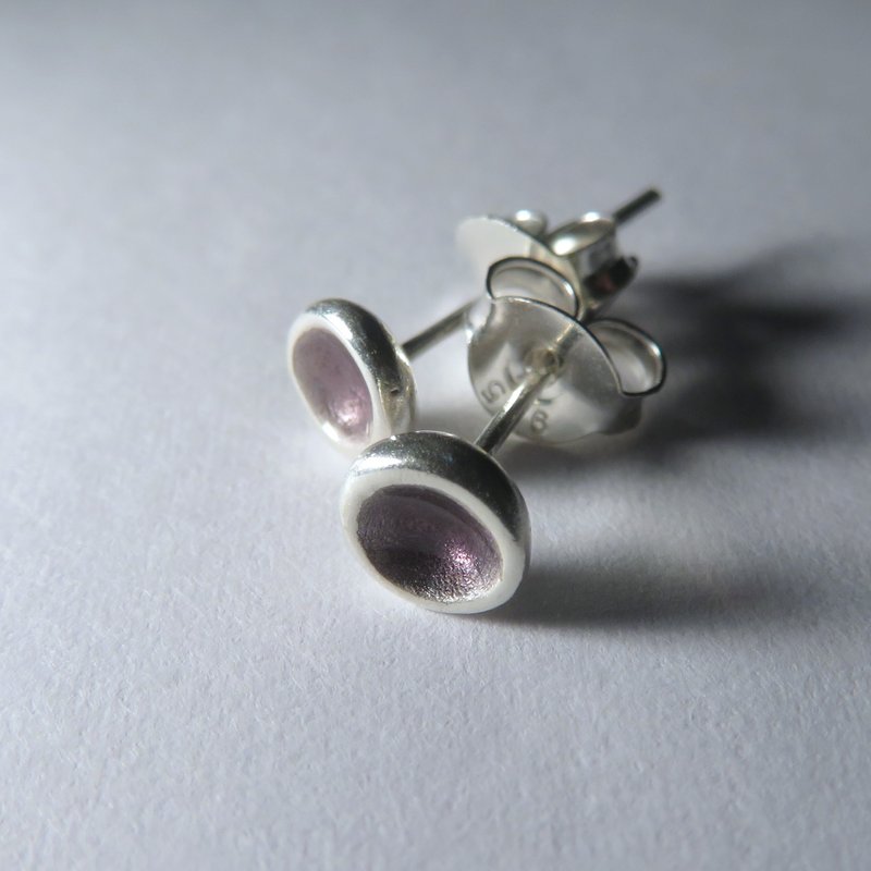 黛紫珐琅纯银耳环 - 耳环/耳夹 - 其他金属 紫色