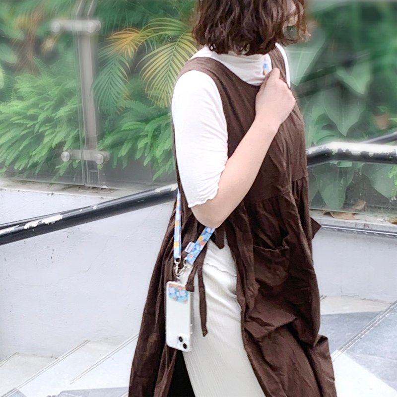 蕨配手机夹片挂绳组-铁线蕨| 夹片 挂绳 手机绳 手机背带 支架 - 手机配件 - 棉.麻 蓝色