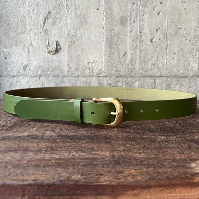 3cm宽 好耐皮带 马蹄头I草绿 真皮植鞣革腰带 - 皮带/腰带 - 真皮 绿色