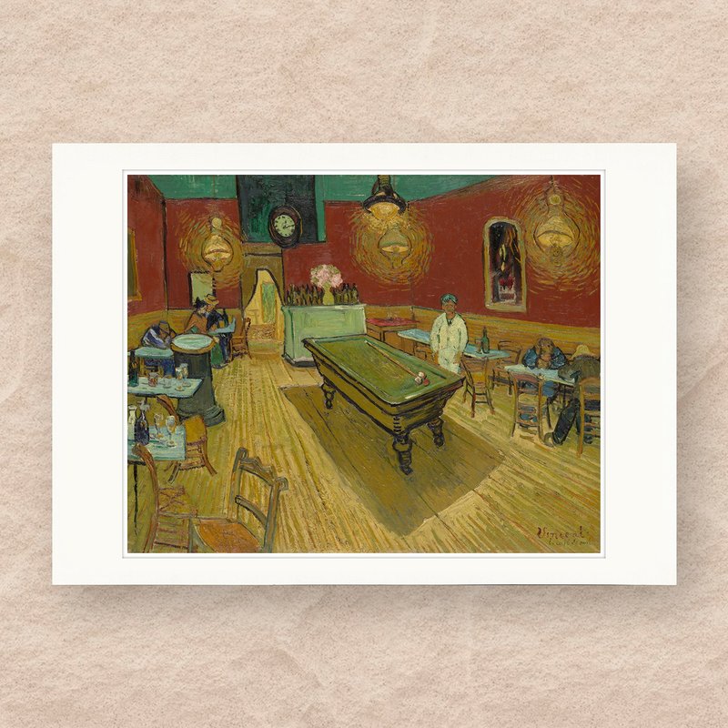 【 艺术画卡 】梵谷・夜间咖啡馆 | B4画卡 - 海报/装饰画/版画 - 纸 卡其色