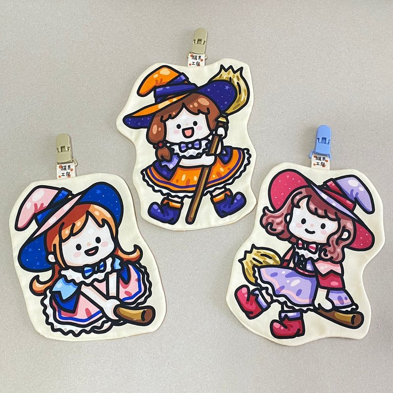 魔法系列 | 造型手帕巾 | 可爱小魔女 - 围嘴/口水巾 - 棉.麻 多色