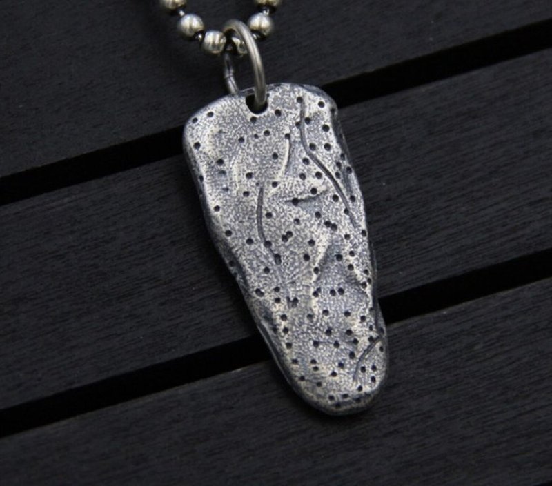 Real 925 Sterling Thai Silver Cool Aerolite Designer Pendant Necklaces Men - 长链 - 纯银 银色