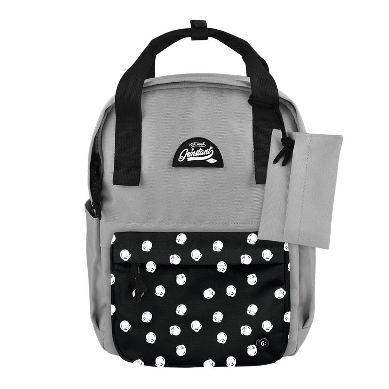 Grinstant混搭可拆组式13寸后背包 - 黑白系列 (灰色配白色点点) - 后背包/双肩包 - 聚酯纤维 灰色