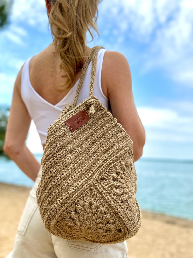 Crochet Jute Bag, Crochet Tote Bag, Crochet Shoulder Jute Bag, Reusable Bag - 手提包/手提袋 - 环保材料