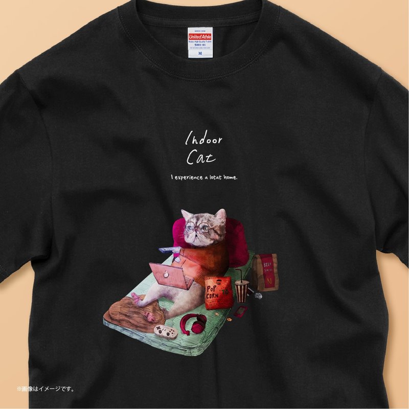 The indoor cat / 安心の品质/经典纯棉T恤 - 女装 T 恤 - 棉.麻 白色