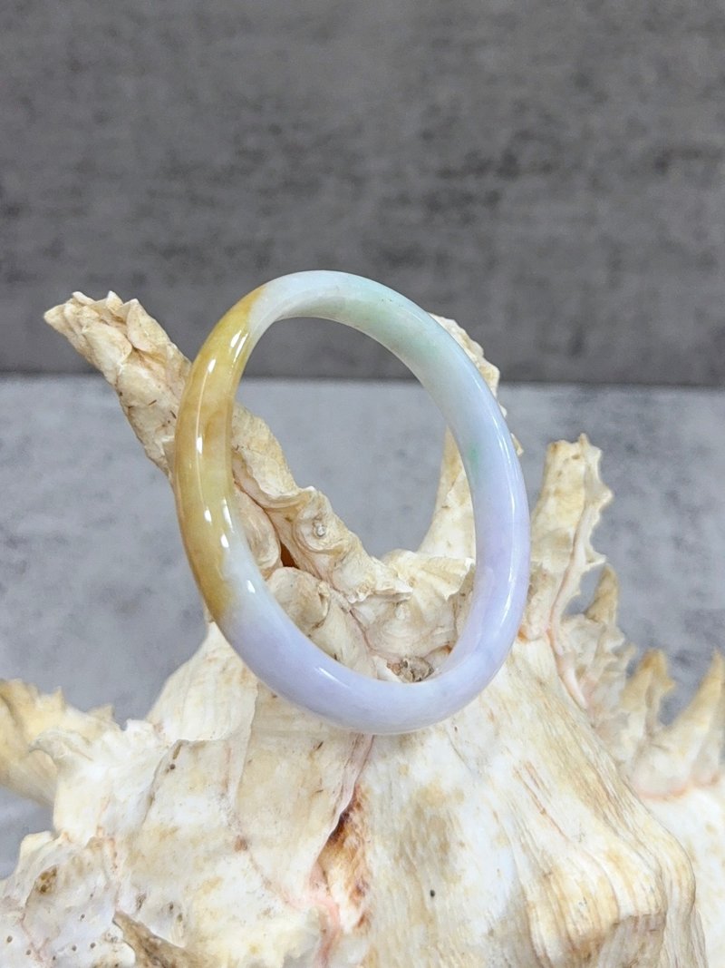 天然翡翠手镯 紫绿蜜 三彩 贵妃镯 A货 缅甸翡翠 椭圆 附鉴定证书 - 手链/手环 - 玉石