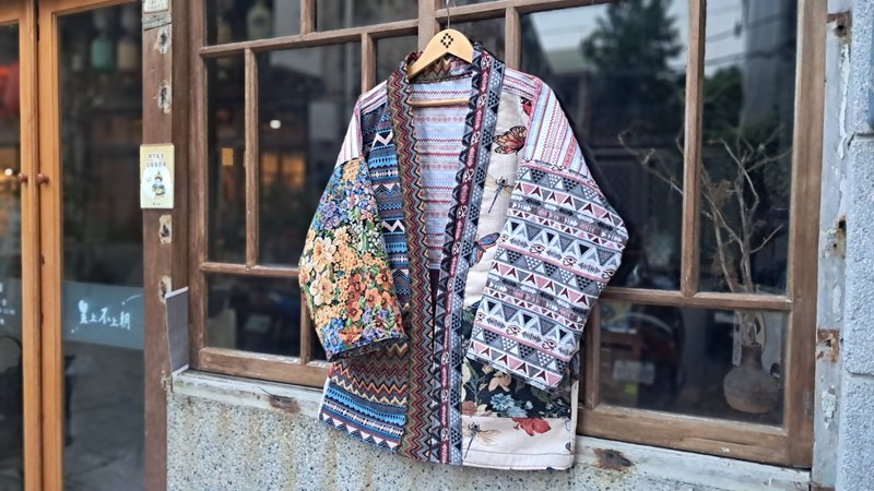 AMIN'S SHINY WORLD 民族图腾提花拼接KIMONO   ONLY系列 - 女装休闲/机能外套 - 棉.麻 多色