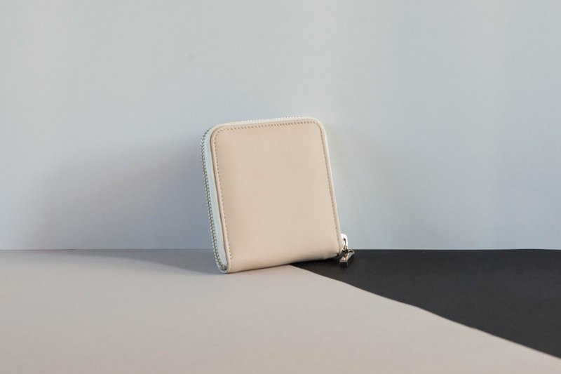 'MONDAY' ITALY LEATHER SHORT WALLET- WHITE/CREAM - 皮夹/钱包 - 真皮 白色