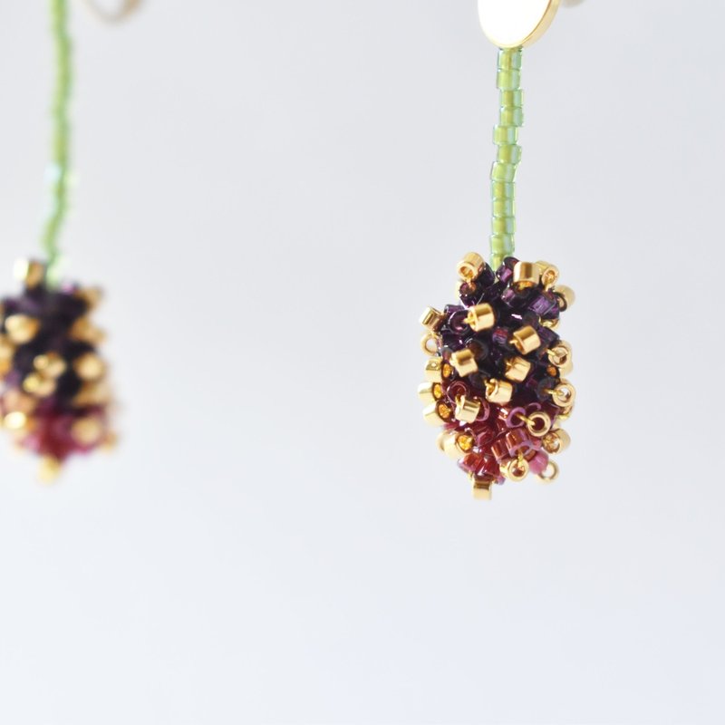 Waremokou/金 - 耳环/耳夹 - 玻璃