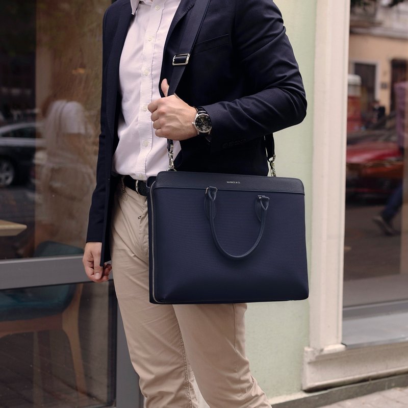 Alpha 轻盈防水 简约尼龙笔电公事包 15吋 (深蓝) - 公文包/医生包 - 尼龙 蓝色