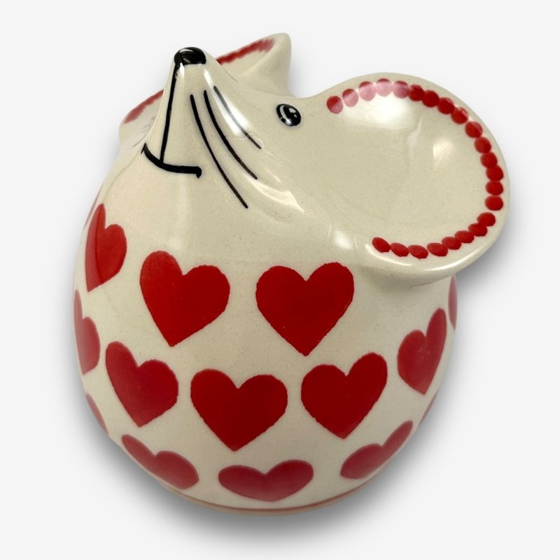 波兰手绘手工陶-老鼠存钱筒 11cm 红心皇后系列 入门款 - 储蓄罐 - 陶 红色
